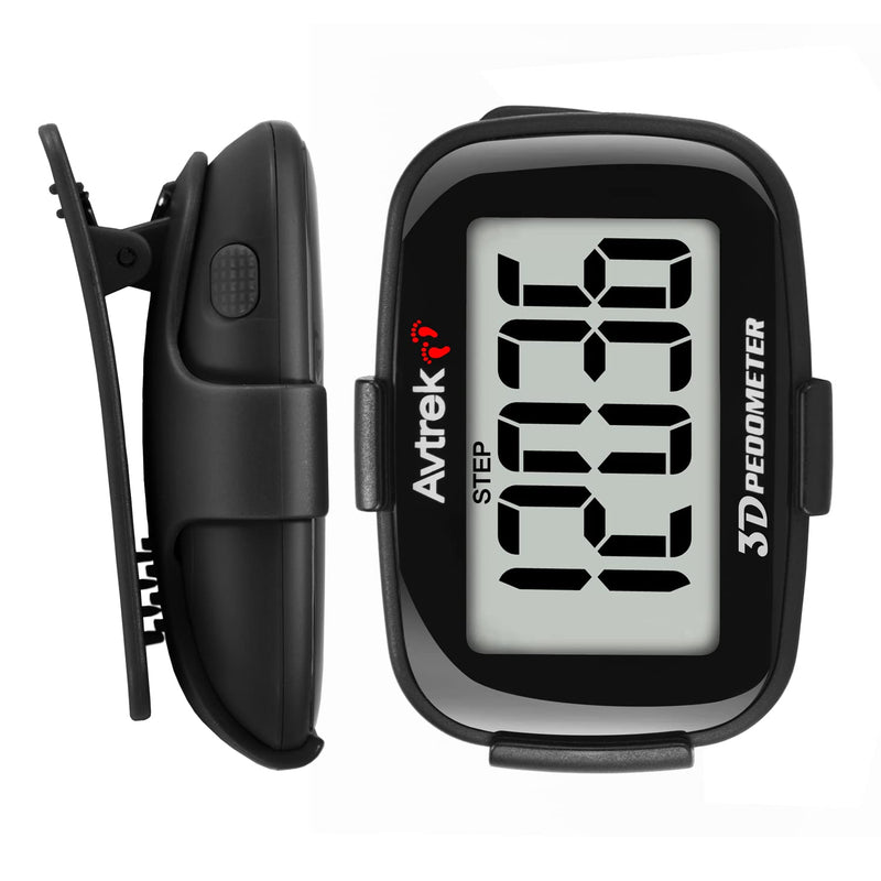 [Australia] - 3D Step Counter Clip On with LED Backlight Pocket Pedometer for Walking Outdoor Activities Fitness Tracker Without Smartphone BLACK 