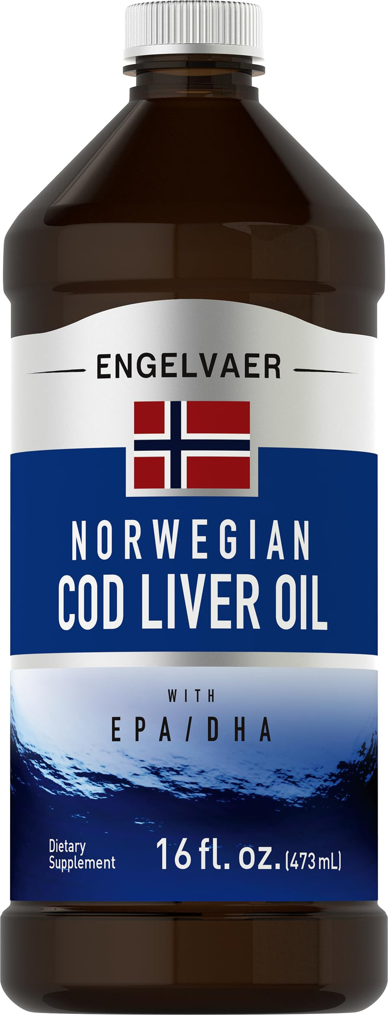 [Australia] - Piping Rock Cod Liver Oil Liquid 16 fl oz | with EPA DHA | Engelvaer Norwegian | Non-GMO, Gluten Free Supplement 16 Fl Oz (Pack of 1) 