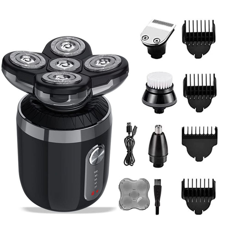 [Australia] - Head Shavers for Men, Men’s 5-in-1 Electric Head Shaver, Waterproof Electric Razor, Rechargeable Wet and Dry Mens Grooming Kit Head Shaver A 5 Head 
