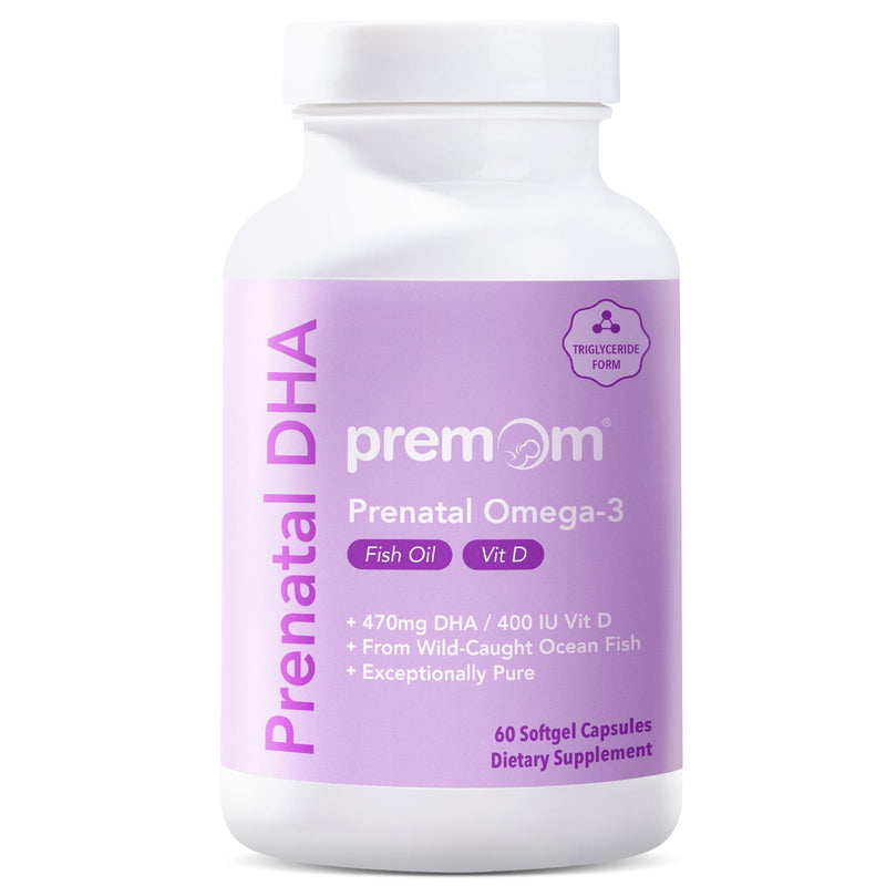 [Australia] - Premom Prenatal DHA Fish Oil: Triglyceride Omega 3 with 470mg DHA, 200mg EPA + 400 IU Vit D3 Supplement - Fertility Support for Women - Globally Sourced from Wild Caught Fish 