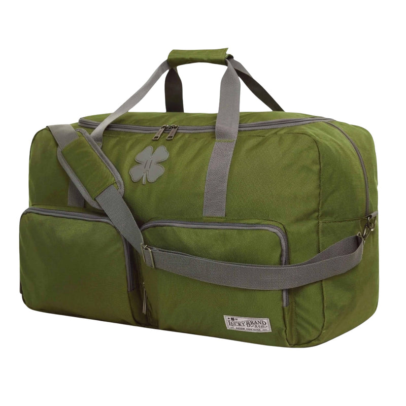Lucky Brand Large Duffle Bag for Travel, Foldable Weekender Overnight Bag | Travel Duffel bag, Adjustable Shoulder Strap, Front Zip Pockets, Spacious Capacity, Unisex Lightweight Travel Bag for Flights Loden Green 65L