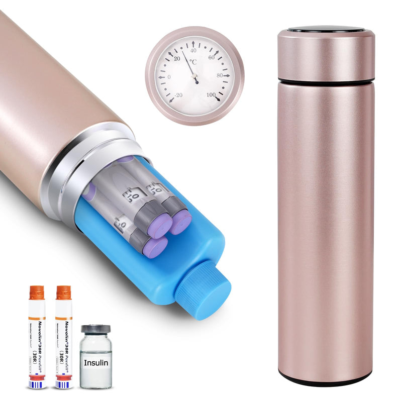 [Australia] - 60H Insulin Pens Cooler Travel Case Medication Cooler for Travel TSA Approved Medicine Cooler Medical Diabetic Travel Cooler Bag Epipen Carry Case (Rose Golden) Rose Golden 