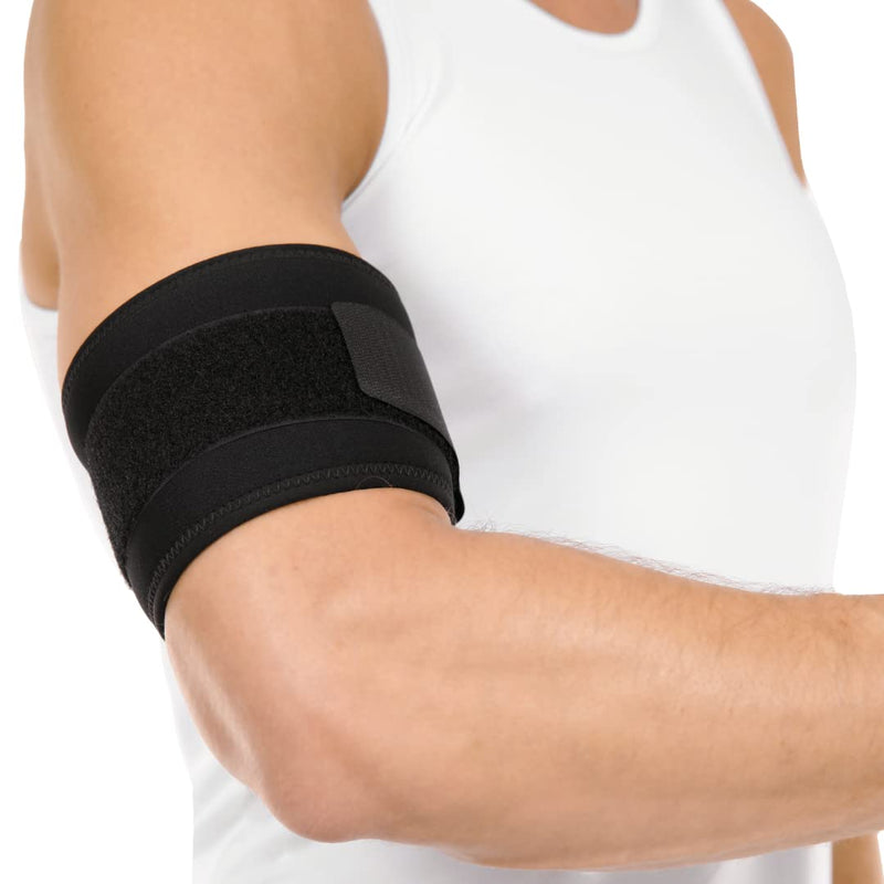 [Australia] - BraceAbility Bicep Band - Upper Arm Compression Sleeve Support Brace for Tendonitis Treatment, Tears, Swelling Relief, Injuries, Tendon Rupture, Brachii Muscle Strains, Tricep Pain Wrap (One Size) 