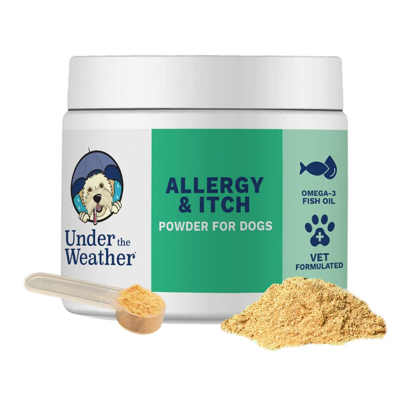 Under The Weather Allergy & Itch Relief Powder for Dogs | Dog Allergy and Itch Aid | Immune Booster and Skin & Coat Supplement for Dogs | Aids Seasonal Allergies, Skin Hot Spots & Anti-Itch - PawsPlanet Australia