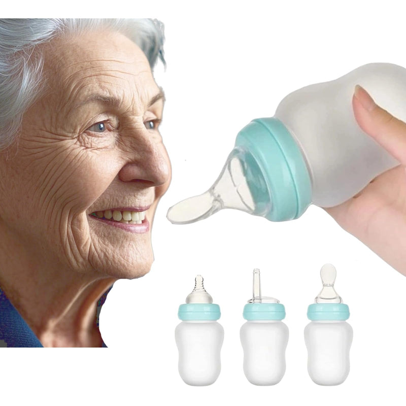 [Australia] - Drinking Aids Feeding Cup for Elderly Adults Disabled Patient Maternity Convalescent with three Style Lids straw spoon teat Drink Water Porridge Soup, Flow Control senior liquid Feeder 