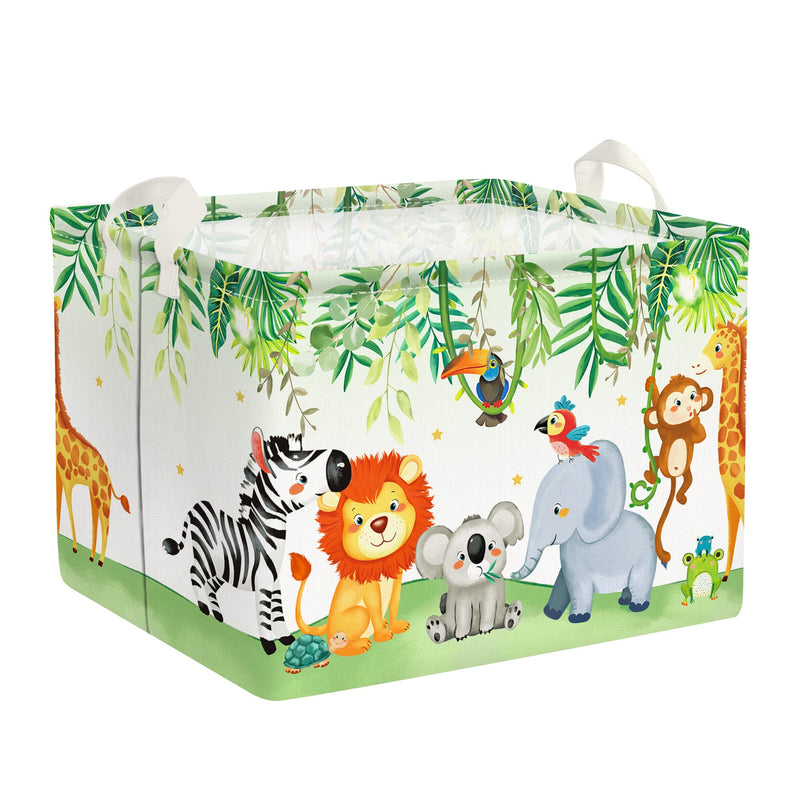 [Australia] - Clastyle Friendly Animals Party Nursery Storage Bins for Toys Books Rectangle Elephant Koala Monkey Safari Storage Basket Kids Collapsible Baby Gift Baskets for Bedroom, 15.7*11.8*11.8 in 40*30*30 cm 