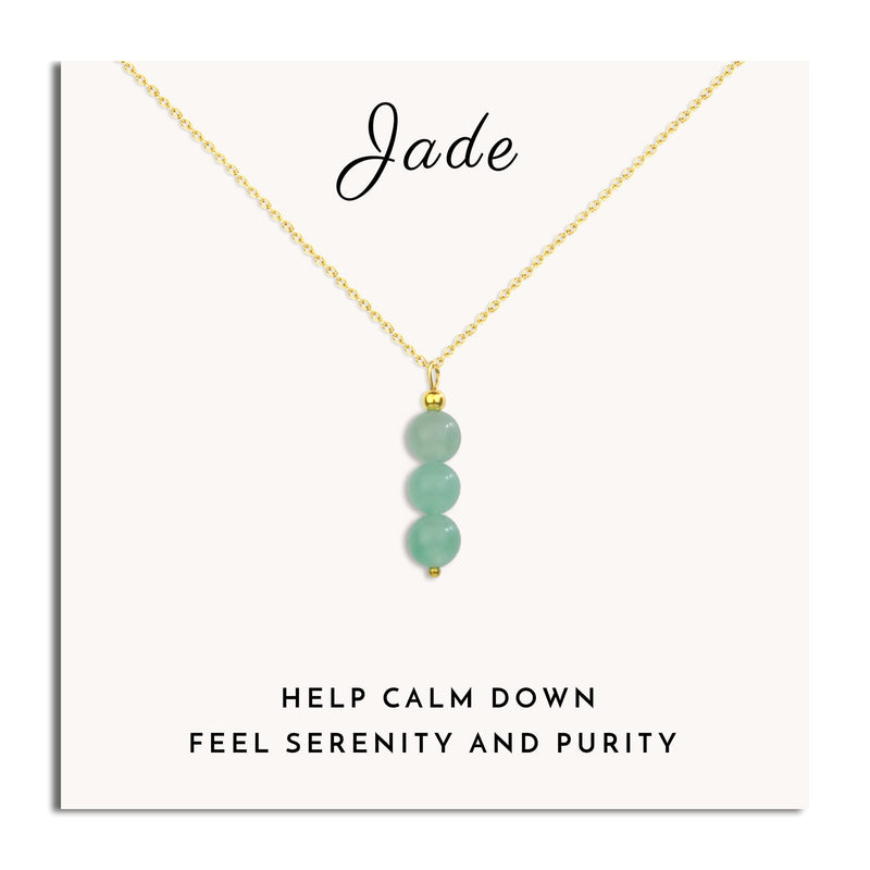 [Australia] - SmileBelle Crystal Necklace, Jade Necklace for Women as Birthday Gifts 14k Gold Black Tourmaline Lockets as Birthstone Jewelry for Girls Dainty Crystal Jewelry as Anniversary Gifts Green Jade 