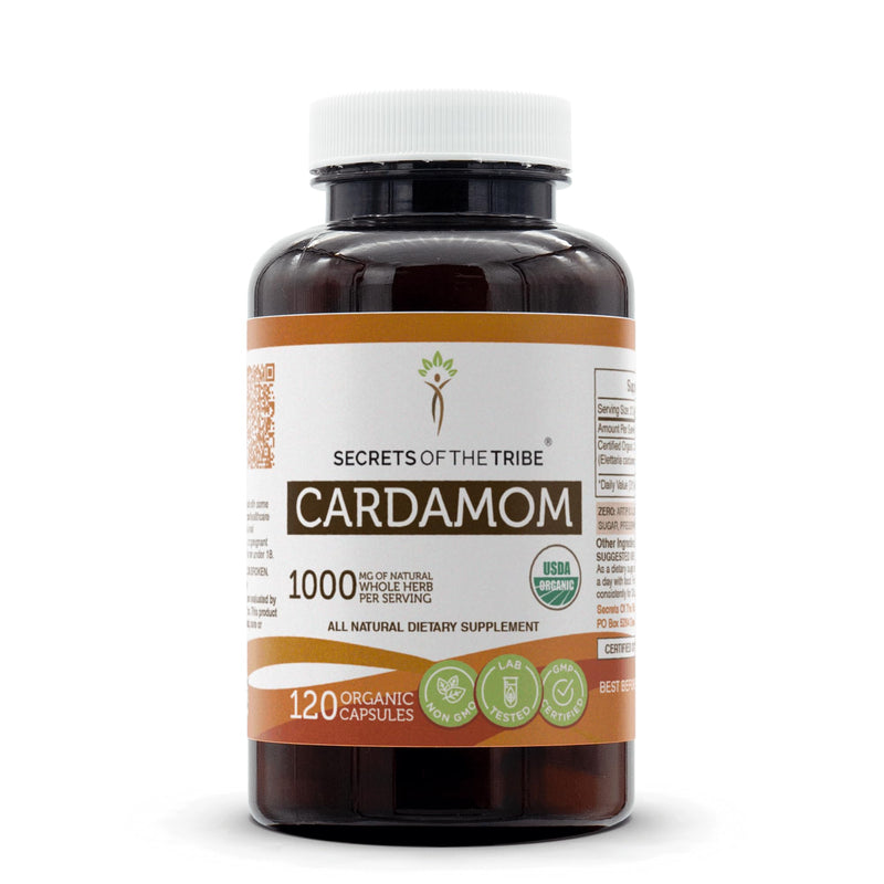 [Australia] - Secrets of the Tribe Cardamom USDA Organic Capsules | Certified Organic Vegetarian Capsules, Herbal Dietary Supplement | Elettaria cardamomum Dried Pod (120 Count) 120 Count (Pack of 1) 