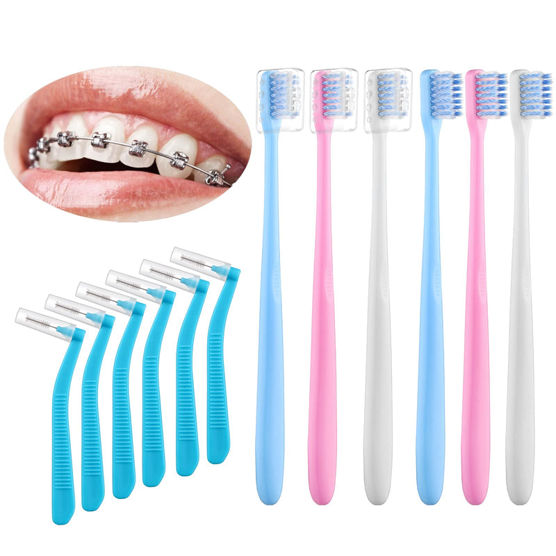 [Australia] - V-Shaped Orthodontic Toothbrush for Braces, Soft Bristles, 6 Count, with Interdental Brushes V Shaped 