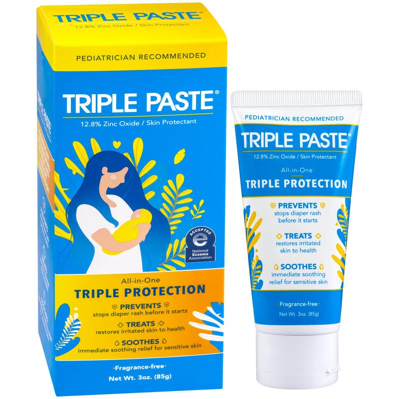 [Australia] - Triple Paste Diaper Rash Cream for Baby - 3 oz Tube - Zinc Oxide Ointment Treats, Soothes and Prevents Diaper Rash - Pediatrician-Recommended Hypoallergenic Formula with Soothing Botanicals 3 Ounce 