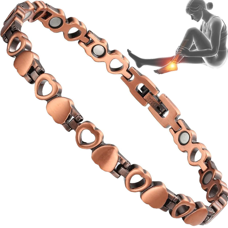 [Australia] - Copper Anklet for Women, 99.99% Pure Copper Jewelry Lovely Heart Design with Adjust Tool 