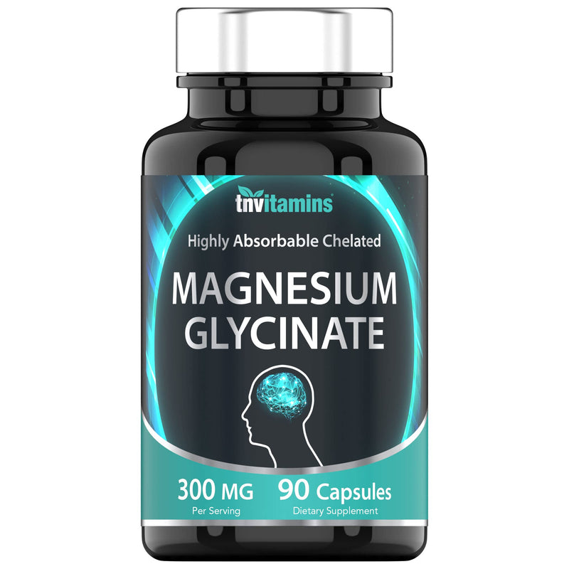 [Australia] - Magnesium Glycinate Capsules (300 MG x 90 Count) | Pure Chelated Magnesium Bisglycinate Powder Supplement | Glicinato de Magnesio | Calm, Sleep, Muscle, Nerve, & Stress Support* | by TNVitamins 