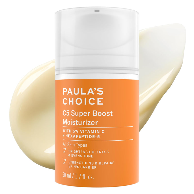 Paula's Choice C5 Super Boost Face Moisturizer with 5% Vitamin C | Daily Face Lotion with Squalane for Discoloration, Uneven Tone, Fine Lines & Breakout-Prone Skin, Fragrance-Free 1.7 Fl Oz (Pack of 1)