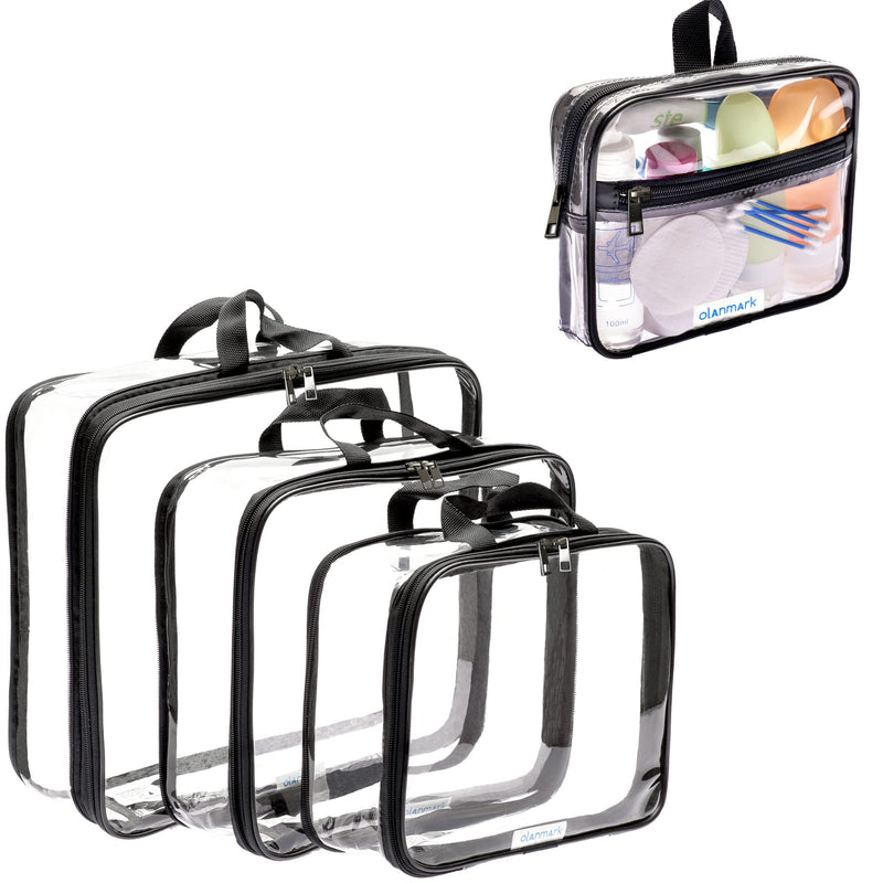 Clear Compression Packing Cubes 3 Set - TSA Approved Toiletry Bag 3-1-1 Clear Travel Cosmetic Bag with Handle