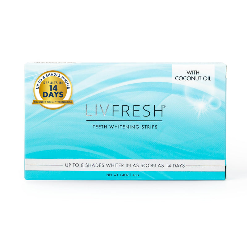 [Australia] - Teeth Whitening Strips, Results in 14 Days, Cleans Teeth & Reduces Plaque, Enamel Safe, for Sensitive Teeth, Uses Coconut Oil & Hydrogen Peroxide, No Slip Teeth Whitener, 14 Treatments 