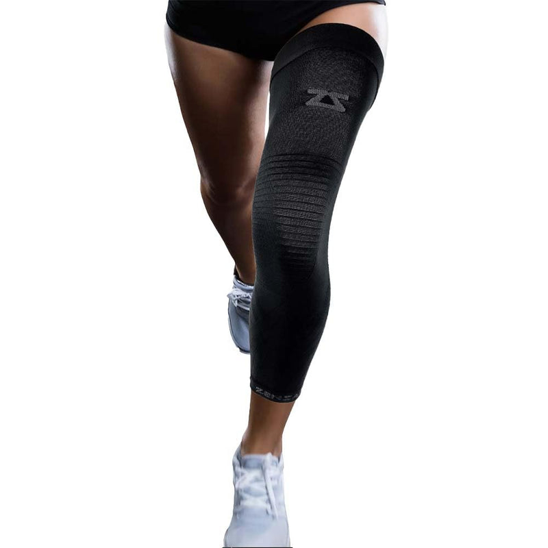 [Australia] - Zensah Full Leg Compression Sleeve - Long Length Support for Thigh, Knee, Calf for Men, Women, Running, Basketball, Football X-Large Black 1 