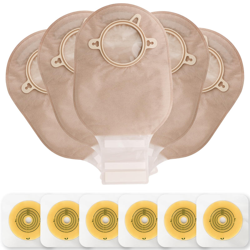 [Australia] - VLOOKUP 21 PCS Colostomy Bags,Ostomy Supplies,Two-Piece Drainable Pouches with Closure for Ileostomy Stoma Care, Cut-to-Fit(15pcs Bags+6pcs Barriers) 15+6pcs Two-piece Ostomy Bag 