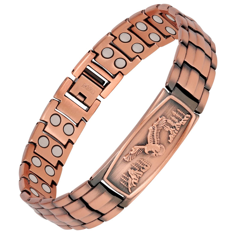 [Australia] - Feraco Copper Bracelet for Men-Magnetic Bracelets 99.99% Pure Copper Jewelry Gift with Adjustable Sizing Tool, Magnetic Field Therapy Jewelry with Eagle Pattern Copper Eagle 