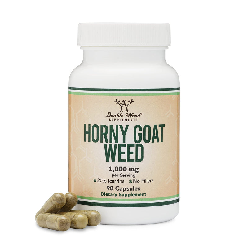 [Australia] - Horny Goat Weed for Men and Women - No Fillers (Max Strength Epimedium Std. to 20% Icariins) 1,000mg per Serving, 90 Capsules (Male Enhancing Supplement) by Double Wood 