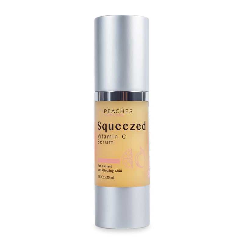 Peaches Skin Care Vitamin C Serum with Kakadu Plum and CoQ10, 1 fl oz | Lightweight hydrating serum with vitamin C, Kakadu plum, gold and CoQ10 for a smooth, radiant-looking complexion.