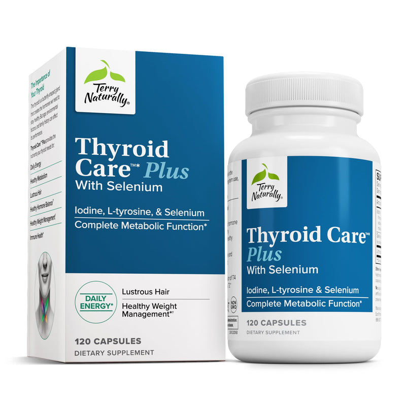 [Australia] - Terry Naturally Thyroid Care Plus - Supplement to Aid Thyroid - Dietary Supplement for Energy & Healthy Hair Support - Supplement with L-Tyrosine & Selenium - 120 Capsules 120 Count (Pack of 1) 