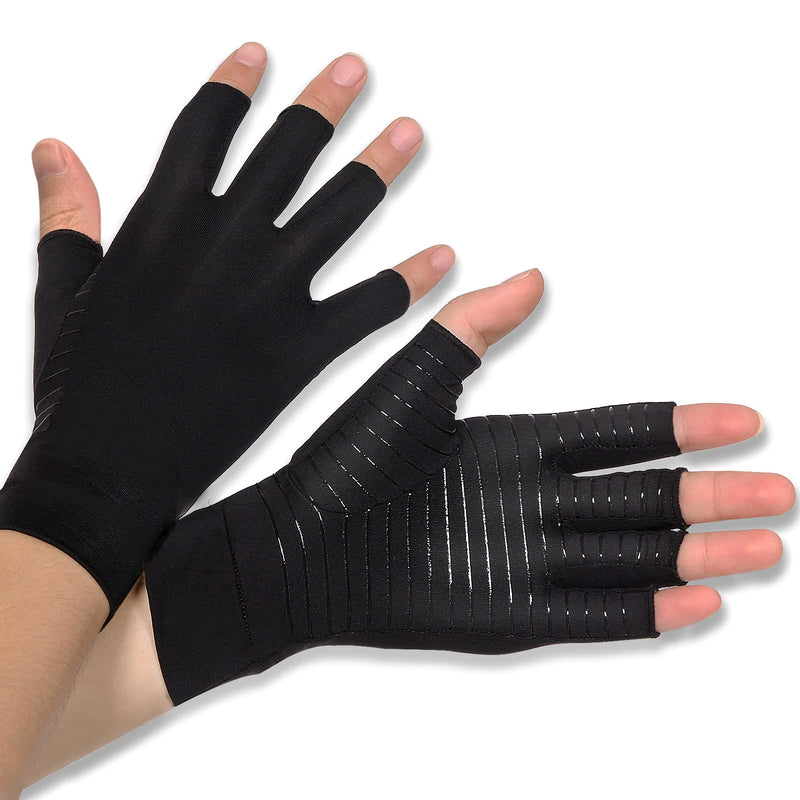 [Australia] - Donfri Copper Infused Compression Arthritis Gloves, Fingerless Carpal Tunnel Pain Relief Gloves For Men Women, Hand Support Wrist Brace For Rheumatoid, Tendonitis, Swelling, Crocheting, Typing (M) 1pair Medium 