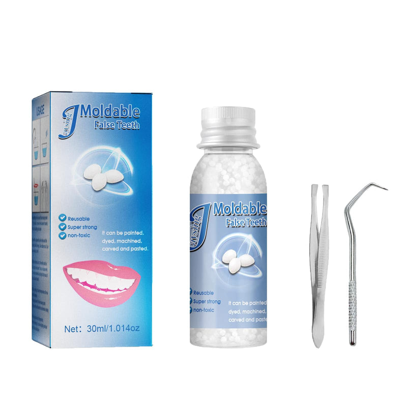 [Australia] - Dental Repair Denture Repair Beads,Tweezers,Dental Pick,Dental Tools for Fixing Filling Missing Broken Tooth Moldable Fake Teeth 1pcs 
