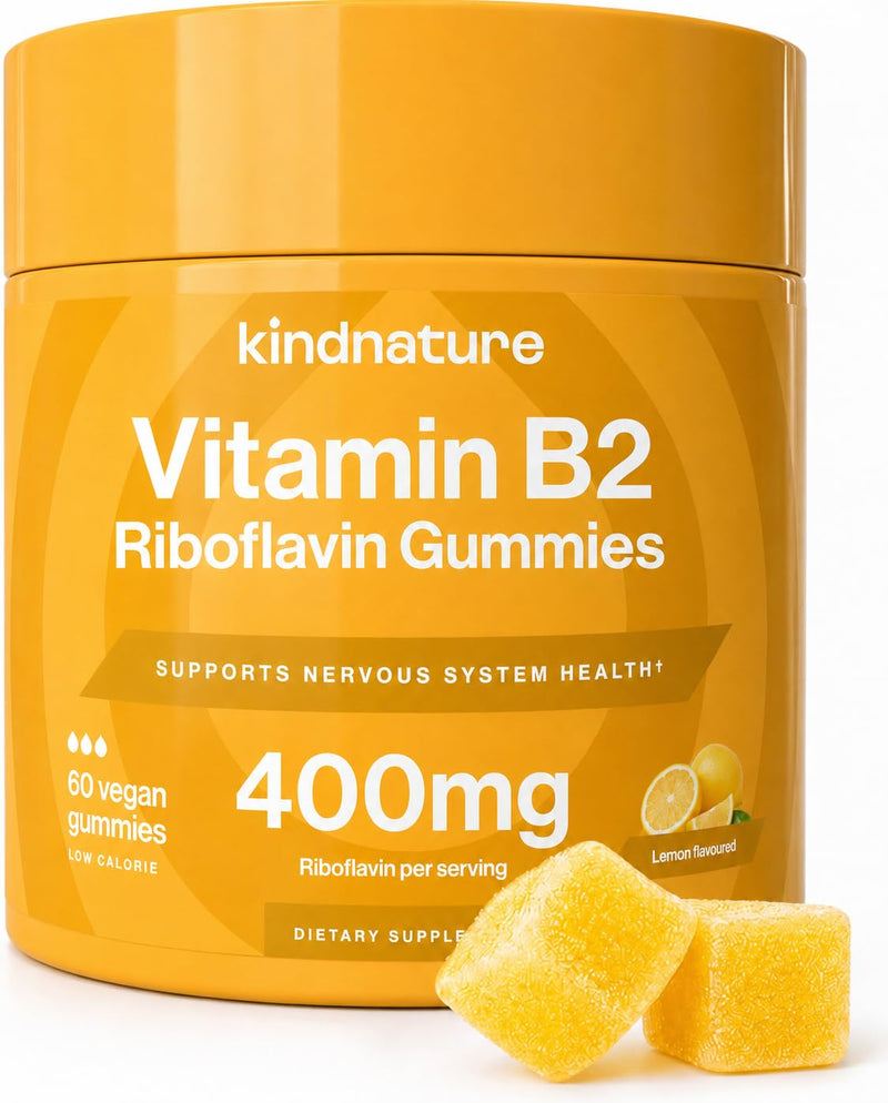 kindnature Vitamin B2 Gummies - Riboflavin 400mg Supplement for Kids & Adults - Non-GMO, Soy & Gluten-Free, Vegan Chewable Gummies (30 Day Supply) 1