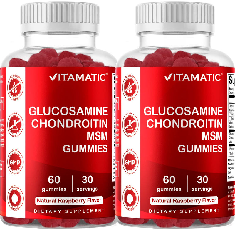 [Australia] - Vitamatic 2 Pack Glucosamine Chondroitin Gummies with MSM & Vitamin E - Joint Support - 60 Pectin Based Gummies 