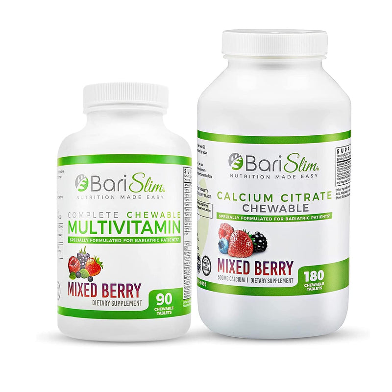 BariSlim Bariatric Calcium Citrate & Complete Chewable Bariatric Multivitamin - Bariatric Vitamin and Supplement for Post Bariatric Surgery Including Gastric Bypass and Gastric Sleeve