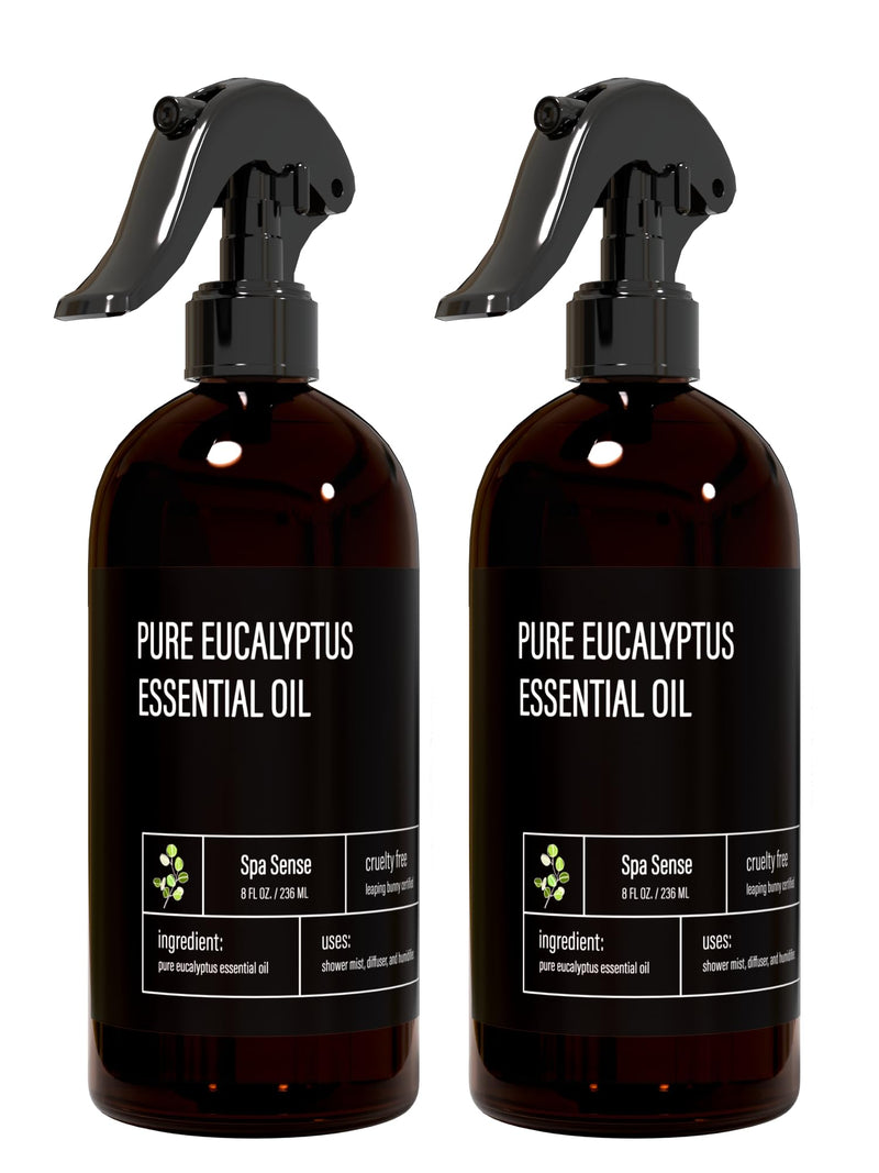 Spa Sense Pure Eucalyptus Oil Shower Mist and Steam Room Spray - Room Spray and Eucalyptus Spray for Shower - Premium Aromatherapy Eucalyptus Essential Oil Spray - 8 Ounce, 2 Pack 8 Fl Oz (Pack of 2)