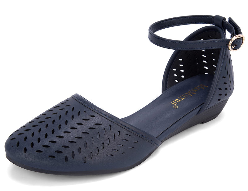 MaxMuxun Sandals for women 2026 Closed Toe Flats Roman Ankle Strap Cage Comfortable Summer Beach Dressy Shoes 9 Blue
