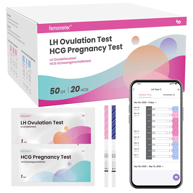 [Australia] - Femometer Home LH & HCG Test Strip Kit 50 Ovulation & 20 Pregnancy Test Strips Over 99% Accurate & Easy to Use middle 