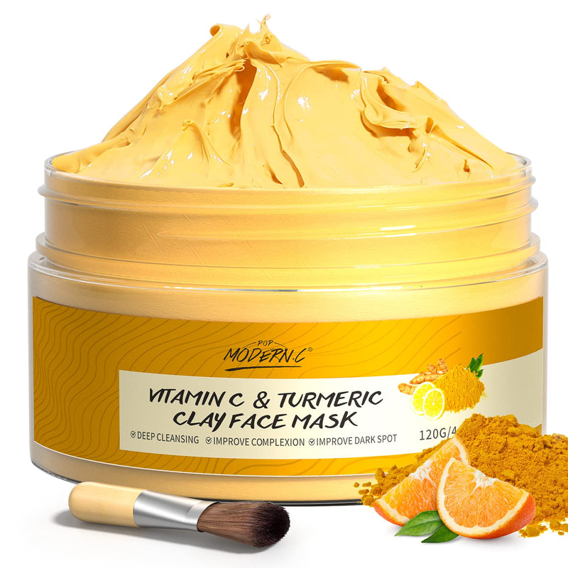 Turmeric Vitamin C Clay Mask Deep Cleansing Face Mask Skin Care Improve Blackheads Acne Dark Spots and Even out skin tone Facial Mask Control Oil and Refining Pores