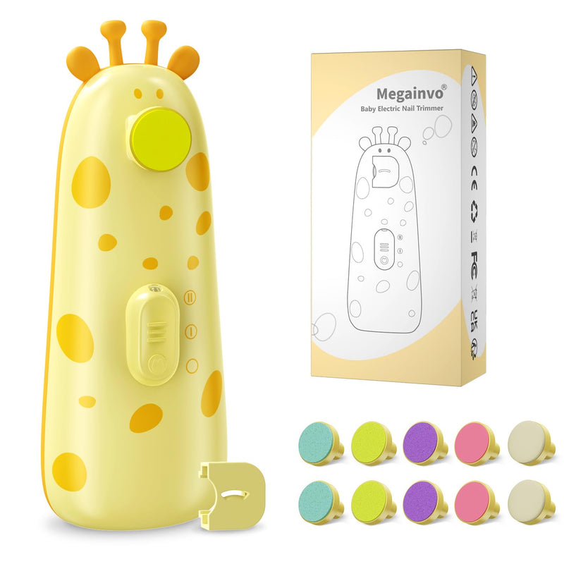 [Australia] - Baby Nail Trimmer Electric Baby Nail File with Light 10 Grinding Heads Safe Quiet Baby Nail Grooming Care Kit for Newborn Infant Toddler Toes Fingernails - Orange 