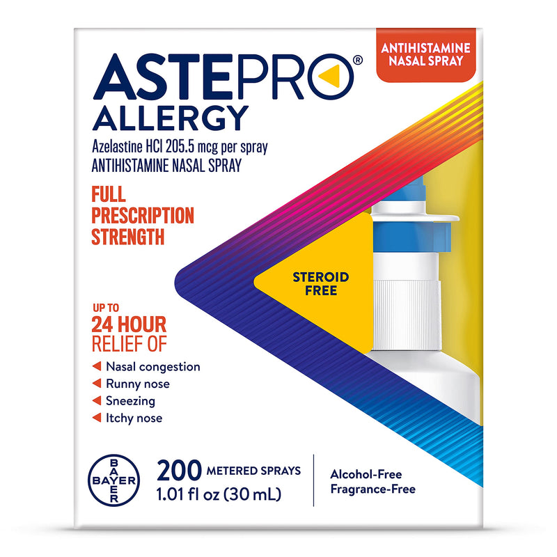 [Australia] - Astepro Nasal Spray, 24-Hour Allergy Relief, Steroid-Free Antihistamine, Nasal Congestion, Runny & Itchy Nose, For Adults and Children 6 Years and Older, 200 Metered Sprays (1 Bottle) 