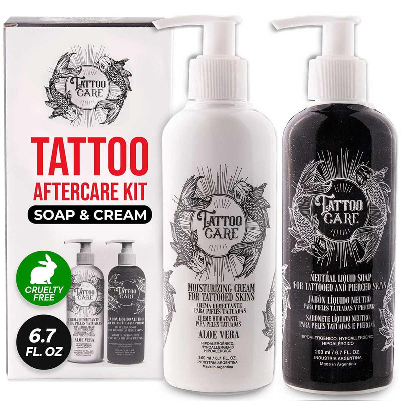 [Australia] - Tattoo Care Tattoo Aftercare Kit - Cream and Soap for Healing, Protecting and Brightening New and Old Tattoos - Cruelty-Free (KIT 6.7 fl OZ each) 