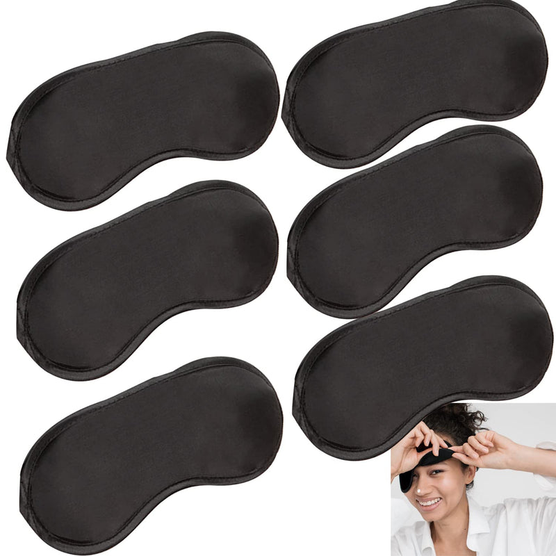 [Australia] - 6 Pack Blindfold Eye Mask Cover Sleep Mask for Party Games Travel Sleep Team Build Party Supply with Adjustable Strap for Women Men Kids, Black 1 Count (Pack of 6) 