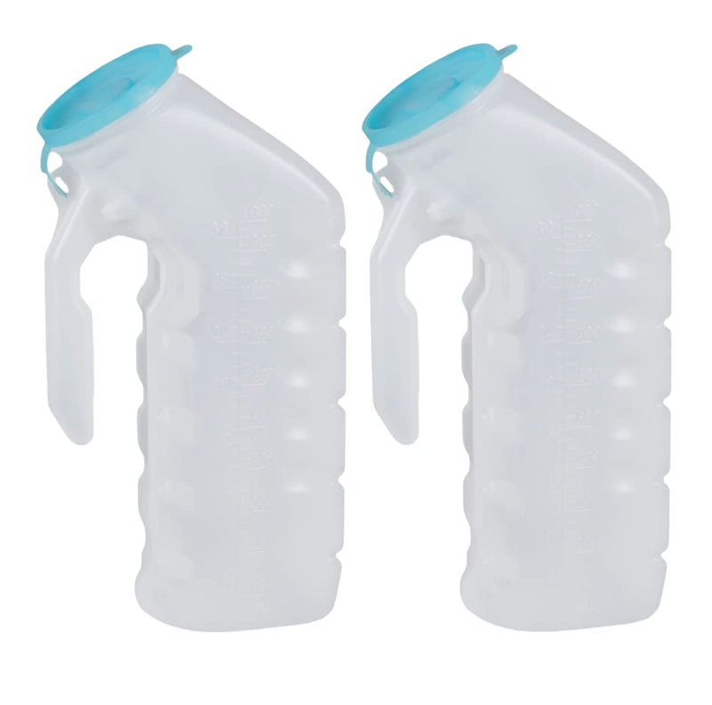 [Australia] - Male Urinal with Glow in The Dark Cover [32oz Pack of 2] Portable Pee Bottles for Men Used for Hospitals, Incontinence, Emergency and Travel (2) 