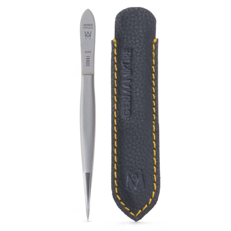 GERMANIKURE Pointed Tweezers in Leather Case - Made in Solingen Germany Leather Sleeve