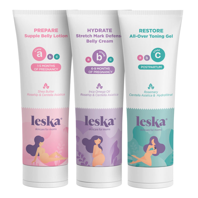 [Australia] - Maternity Set | Belly Lotion, Stretch Mark Defense Cream, All-Over Toning Gel | All Maternity Stages Skin Care System for Pregnancy & Postpartum | New Mom Gifts (Set of 3, 4oz each) 1-9+ Month, 3-Pack 