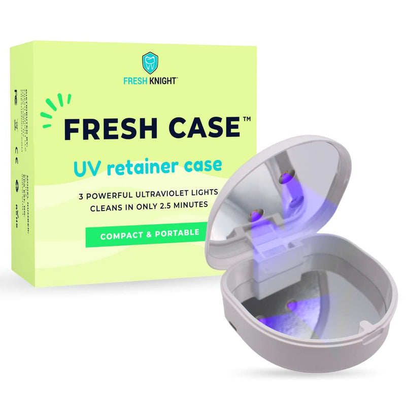 [Australia] - FRESH KNIGHT UV Retainer Case | UVC Retainer Cleaner, Disinfects Cleans and Removes Odors, Mouth Guard Case, compatible for Invisalign Case, Retainer Cases | Fresh Case 1x White-uv 
