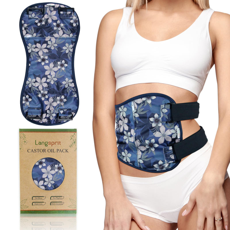 [Australia] - Langsprit Castor Oil Pack Wrap,Organic Cotton Castor Oil Packs for Liver Detox,Reusable Castor Oil Pads Pack Compress for stomach,Castor Oil Packs body kit L Large Floral 