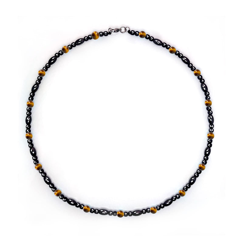 [Australia] - Magnetic Therapy Necklace Hematite Necklace Black Obsidian Tigers Eye Magnetic Necklace Hematite Tigers Eye 