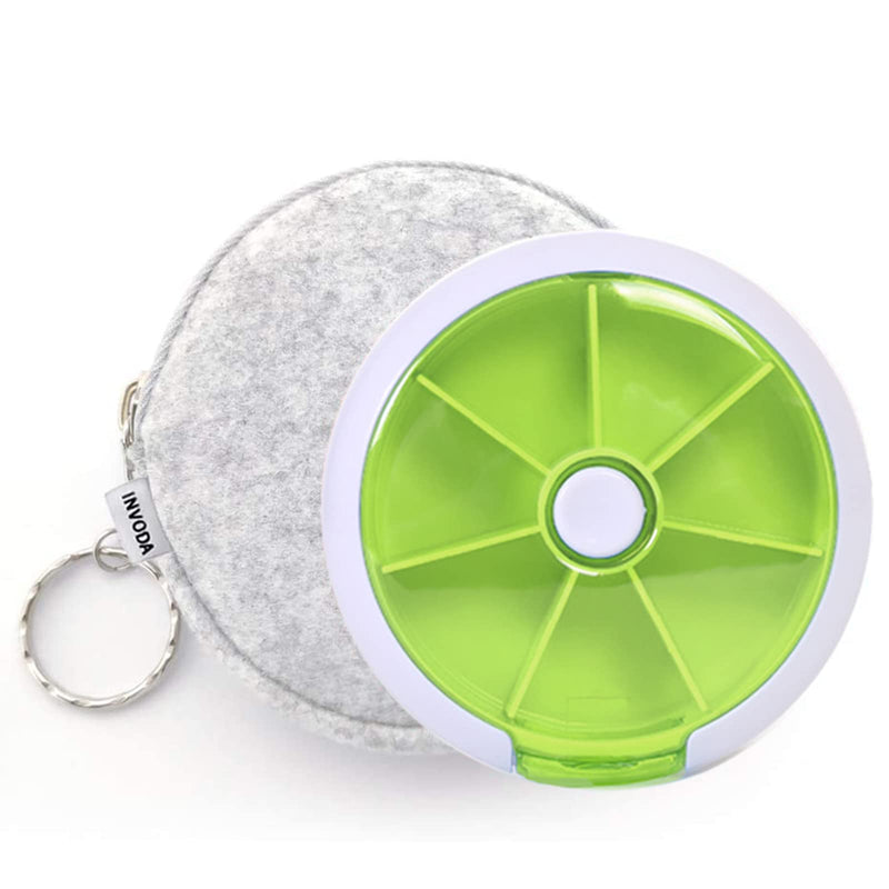 Pill Organizer Travel Pill case for Purse Portable Medicine case Small Weeks Pill Box for Vitamins/Fish Oil/Pills/Supplements (Green 02+Bag) Green 02+bag