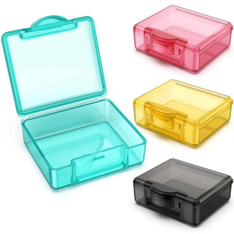 [Australia] - Small Pill Box 4 pcs,Cute Travel Pill Organizer Case Mini Tiny Clear Plastic Storage Containers Portable for Pocket Purse Blue+pink+orange+black 