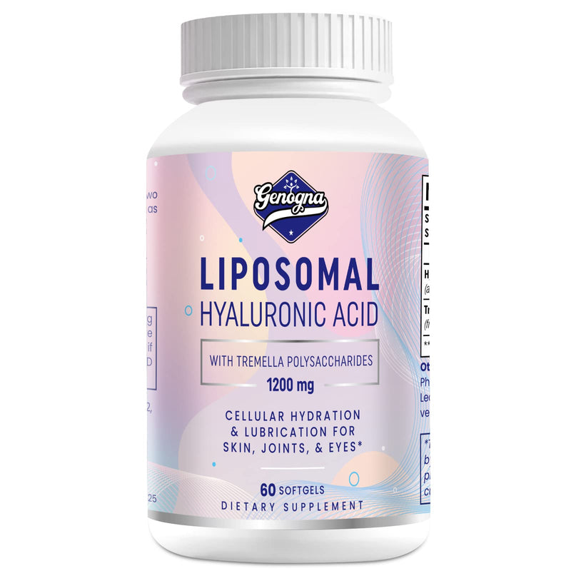 [Australia] - Liposomal Hyaluronic Acid Supplements 1000mg-High Bioavailable Dietary Hyaluronic Acid Capsules with Tremella Polysaccharides,Double Strength Skin Hydration,Joint Lubrication,1Pack 60 Count (Pack of 1) 