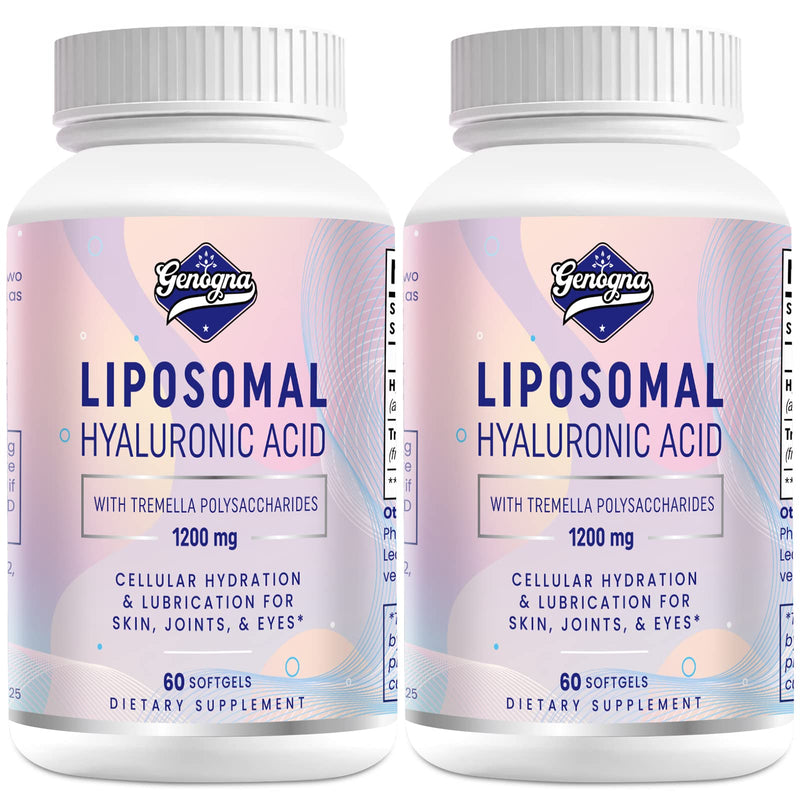 [Australia] - Liposomal Hyaluronic Acid Supplements 1000mg-High Bioavailable Dietary Hyaluronic Acid Capsules-with 200 mg Tremella Polysaccharides for Double Strength Skin Hydration,Joint Lubrication,2 Pack 60 Count (Pack of 2) 