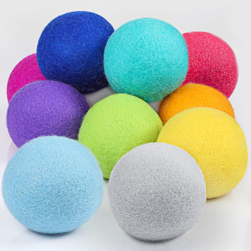 [Australia] - 10 Pack Wool Dryer Balls XL 3 Inch Reusable Laundry Balls for Dryer Natural No Lint Fabric Softener Replaces Dryer Sheets Wool Balls for Reduce Wrinkles Save Drying Time Rainbow Blast 