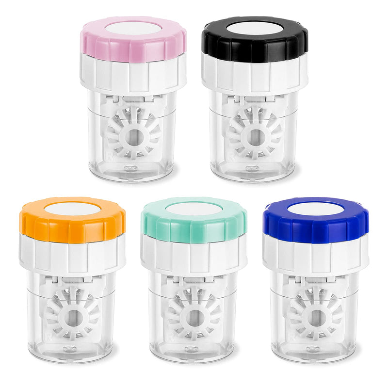 [Australia] - Sibba 5 Pieces Contact Lens Cases Manually Contact Lens Washer Cleaner Portable Rotation Contact Lens Cleaning Container Contact Lens Soak Storage Kit for Travel Home 